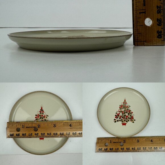 Vtg Single Round Coaster Holiday Christmas Gold Metallic‎ Tree w Candles Plastic - Picture 4 of 11